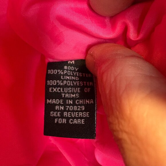 Rue21 Pink "Sassy" Windbreaker Jacket M Cropped Barbiecore Retro Hoodie Zip Pock - Picture 4 of 6